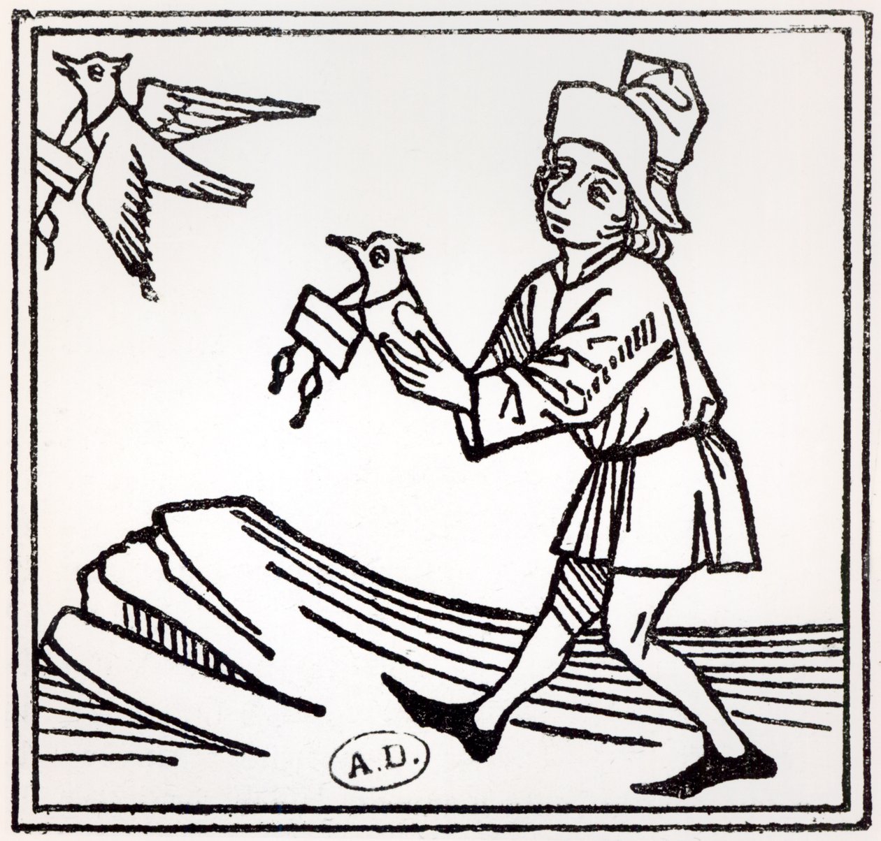 Sending a letter by Pigeon Post, 1488 by German School