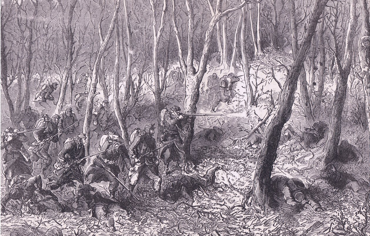 Skirmish in the woods outside Paris by German School