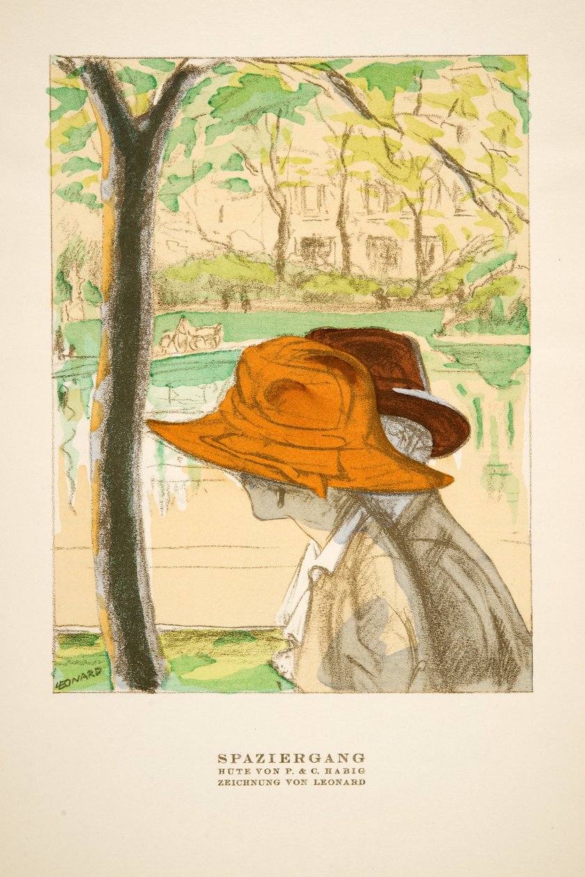 Walk, advertisement for Hats by P & C Habig, from Styl, pub.1922 by German School