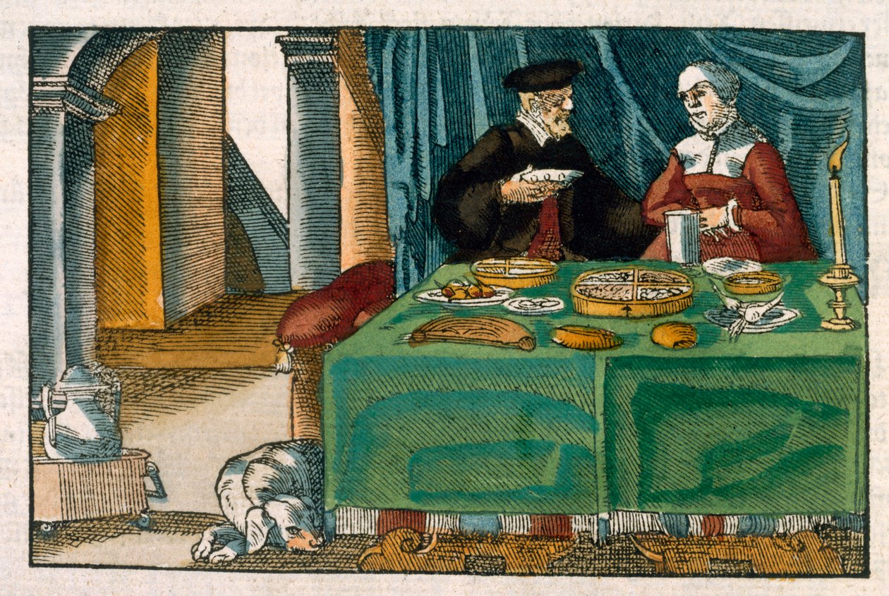 Supper Table, from a German Manuscript, c.1650 by German School