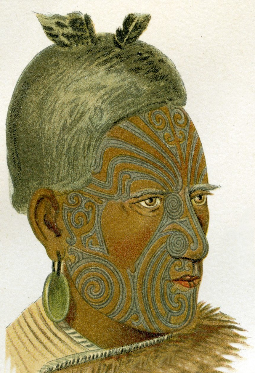 Tattooed Face of a Maori Chief, 1894 by German School