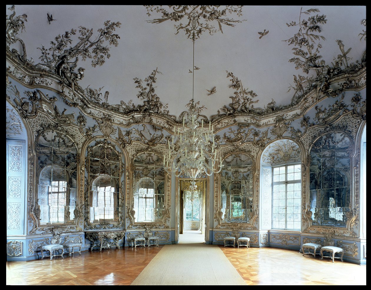 The Hall of Mirrors, designed by Francois Cuvillies (1695-1768), with stucco work by Johann Baptist Zimmermann (1680-1758), 1734-37  (see also 54724) by German School