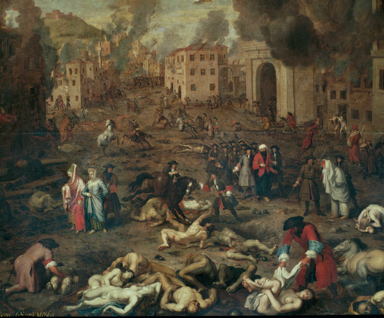 The Sack of Ofen by Imperial Troops by German School