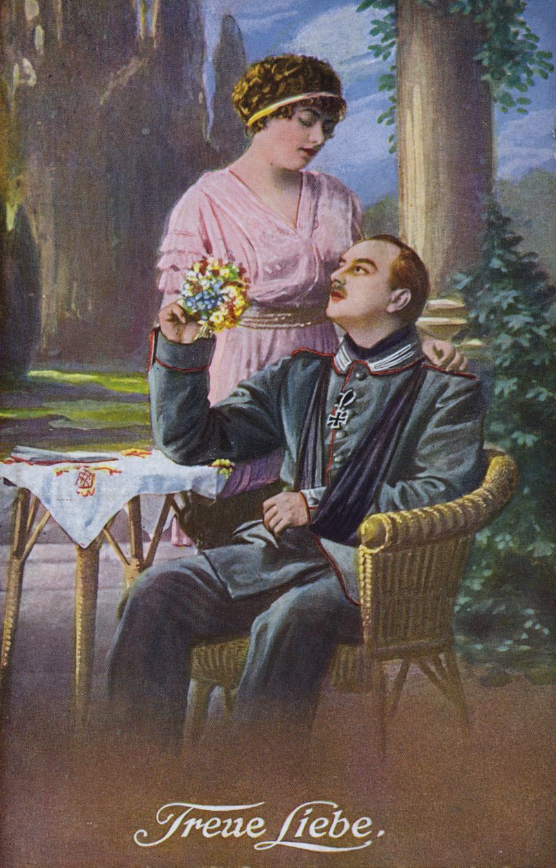 True Love: Wounded German Soldier with His Sweetheart by German School