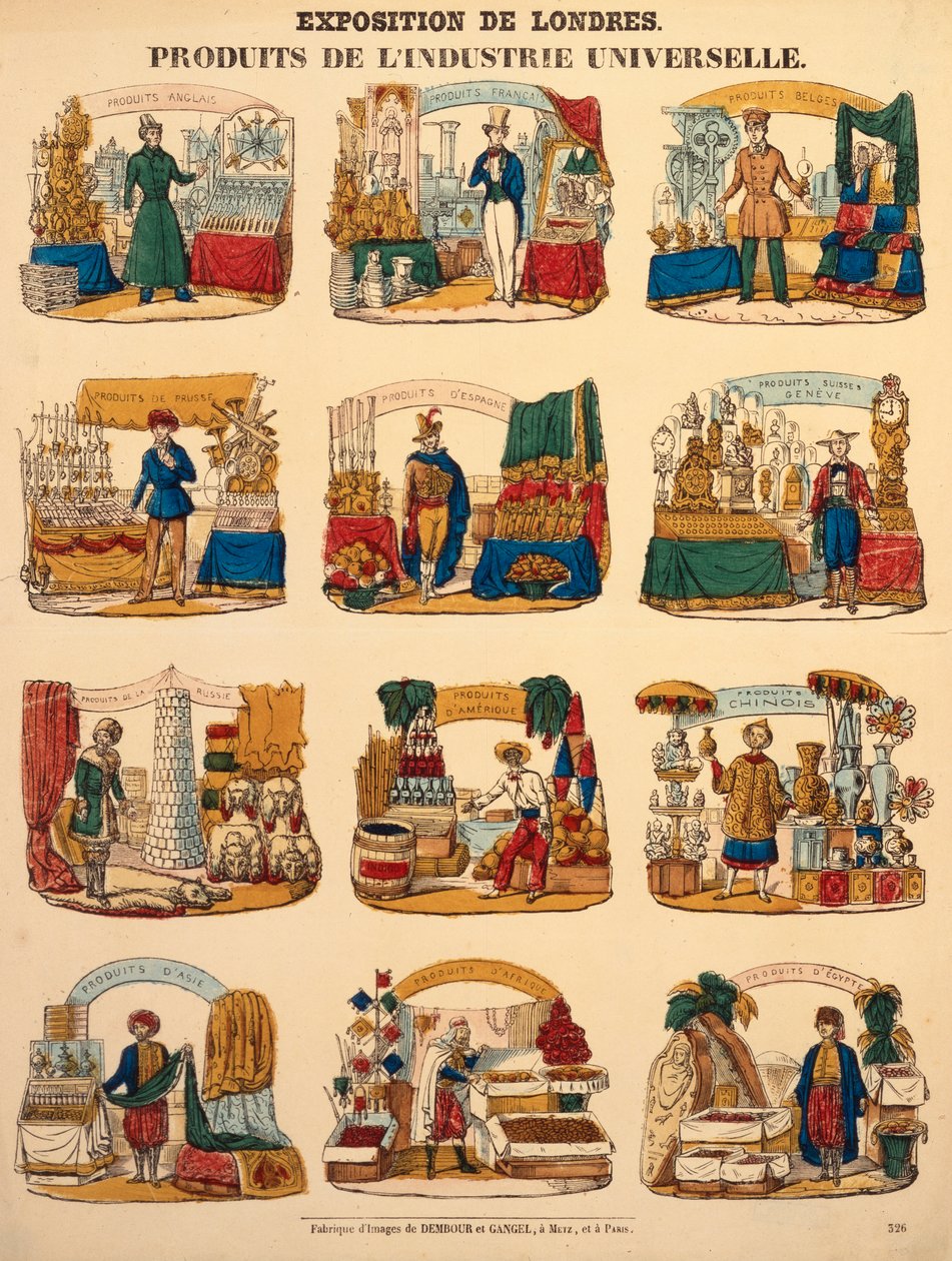 Twelve Exhibition Stands from Various Nations at the Great Exhibition in London, Published by Dambour & Gangel, Metz, 1851 by German School