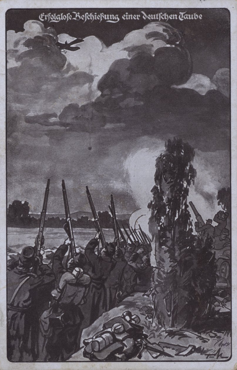 Unsuccessful attempt to shoot down a German aircraft, World War I by German School