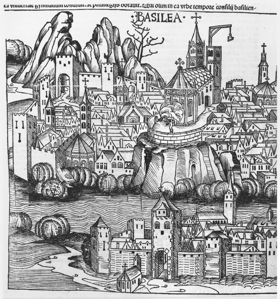 View of Basel (illustration from the Chronicle of Nurnberg by Hartmann Schedel, 1493) by German School