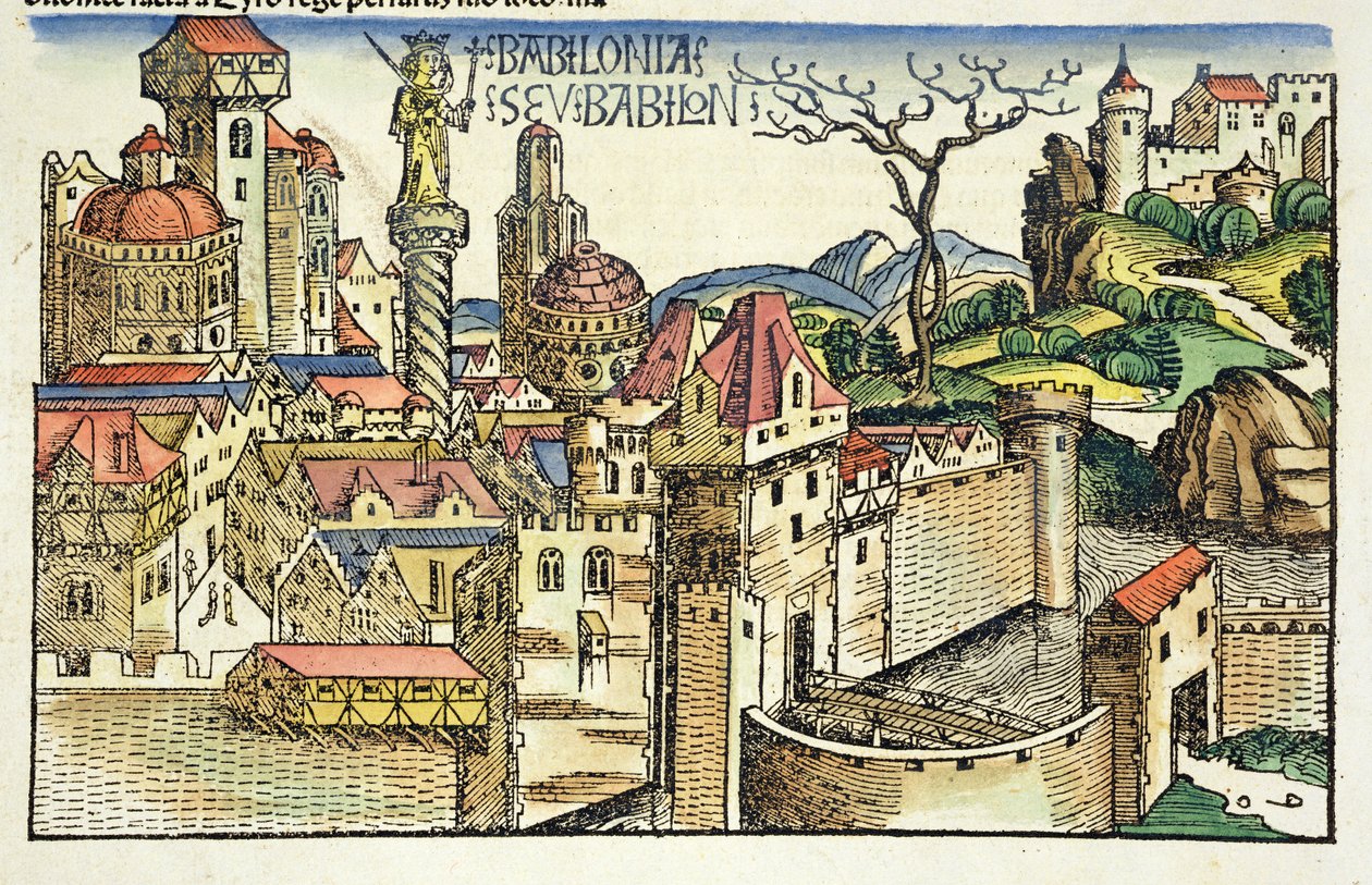 View of the Ancient City of Babylon, from the Nuremberg Chronicle by Hartmann Schedel (1440-1514) 1493 by German School