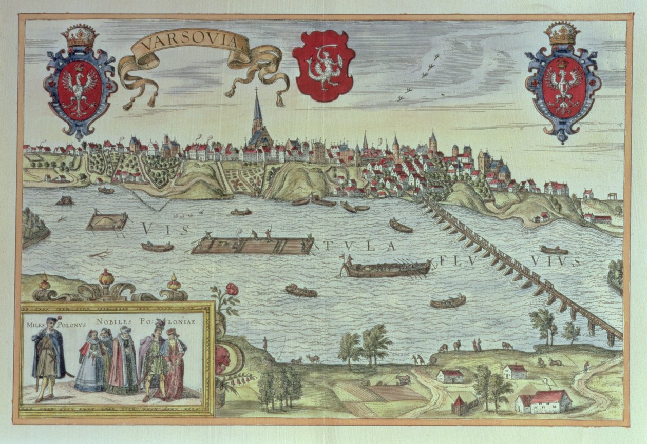 View of the city of Warsaw beside the river Vistula, from 