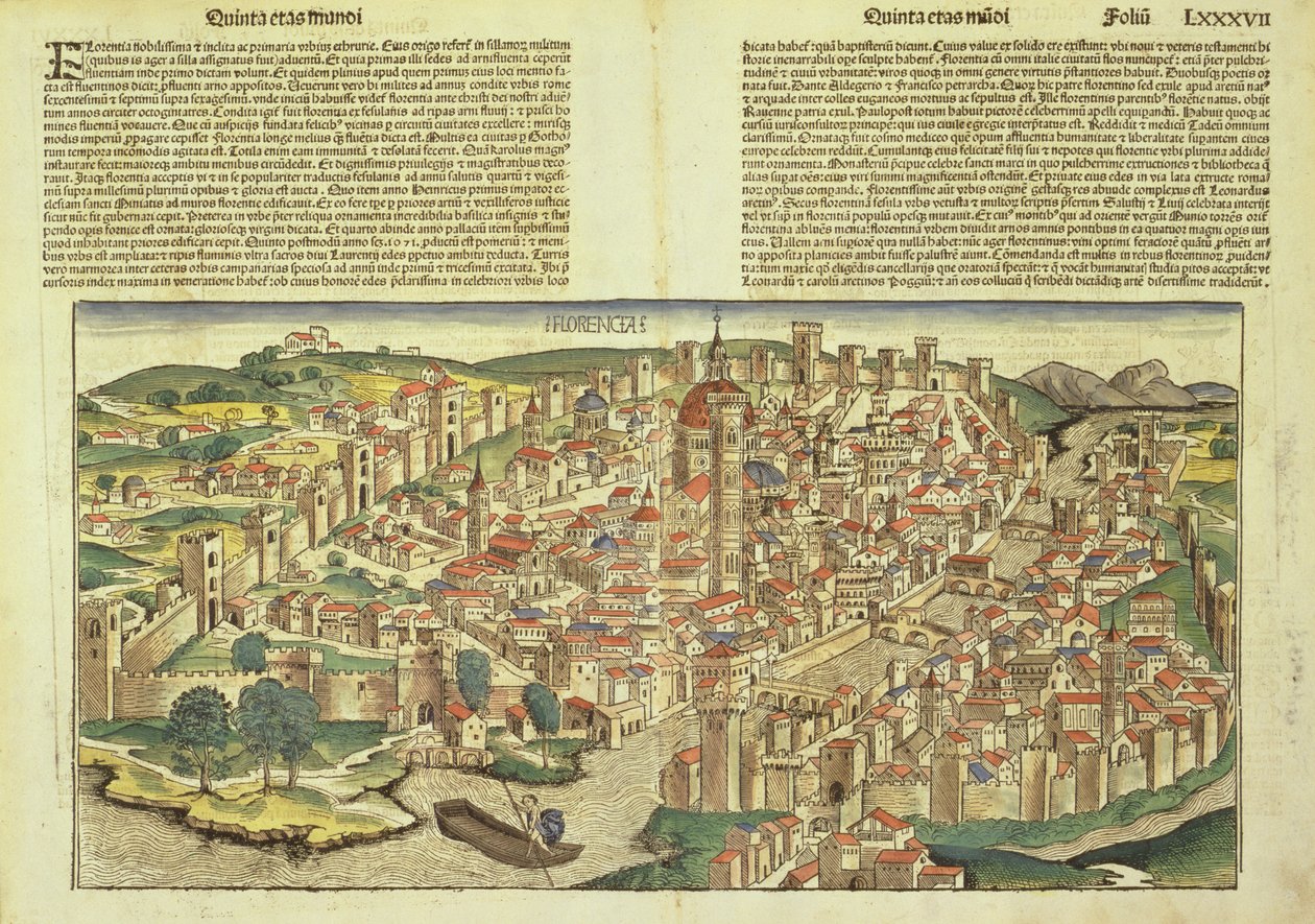 View of the walled city of Florence, from the Nuremberg Chronicle by Hartmann Schedel, 1493 by German School