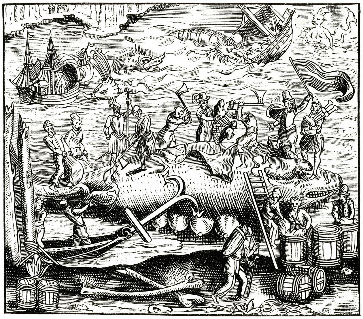 Whale-Fishing, after a Woodcut in Cosmographie Universelle of Munster, Published 1552 by German School
