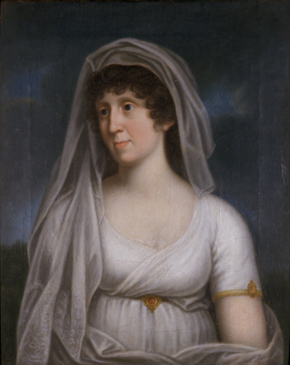 Woman in a White Dress with a Veil by German School