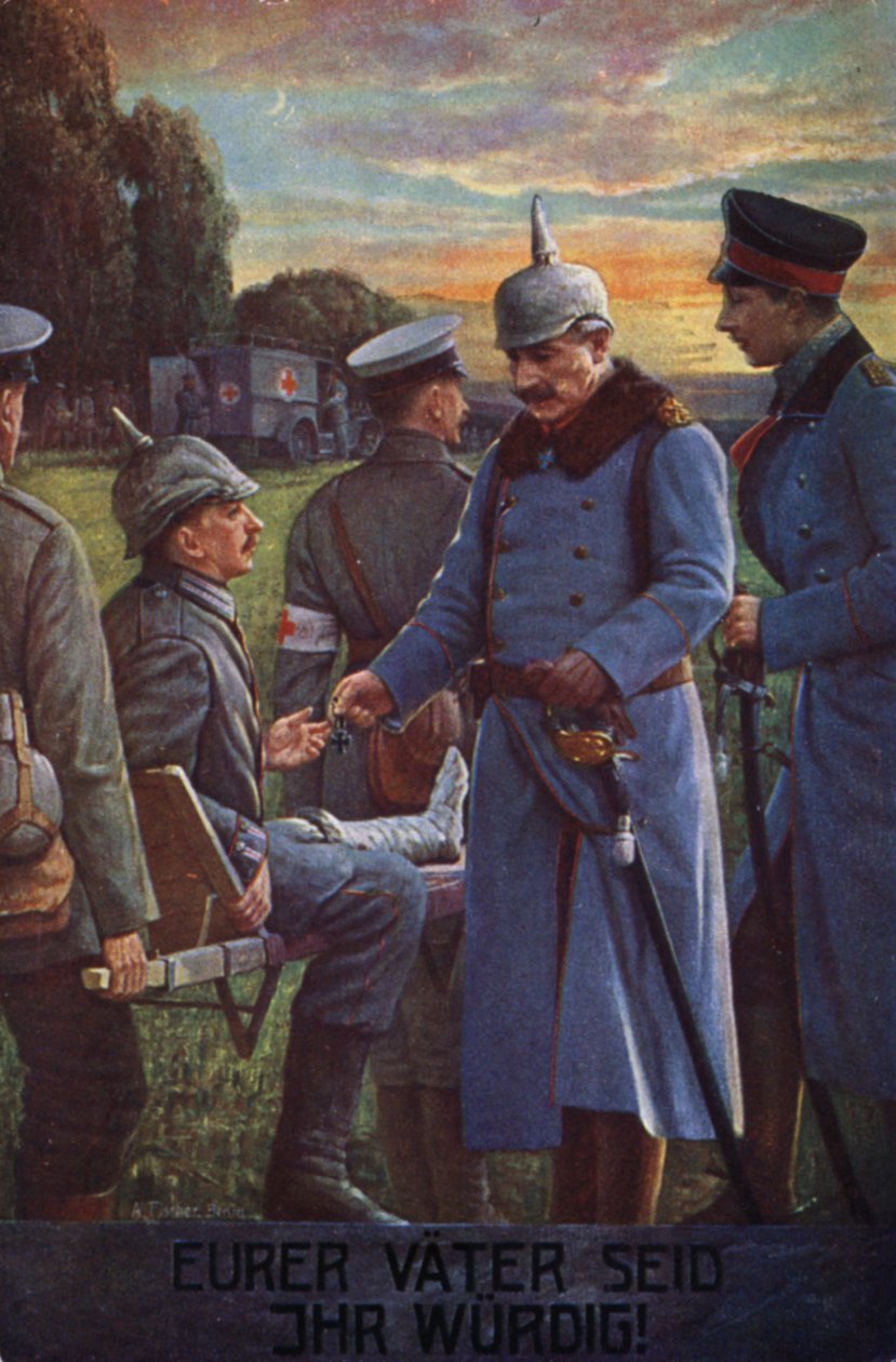You Are Worthy of Your Fathers: Kaiser Wilhelm II Awarding a Wounded German Soldier the Iron Cross by German School
