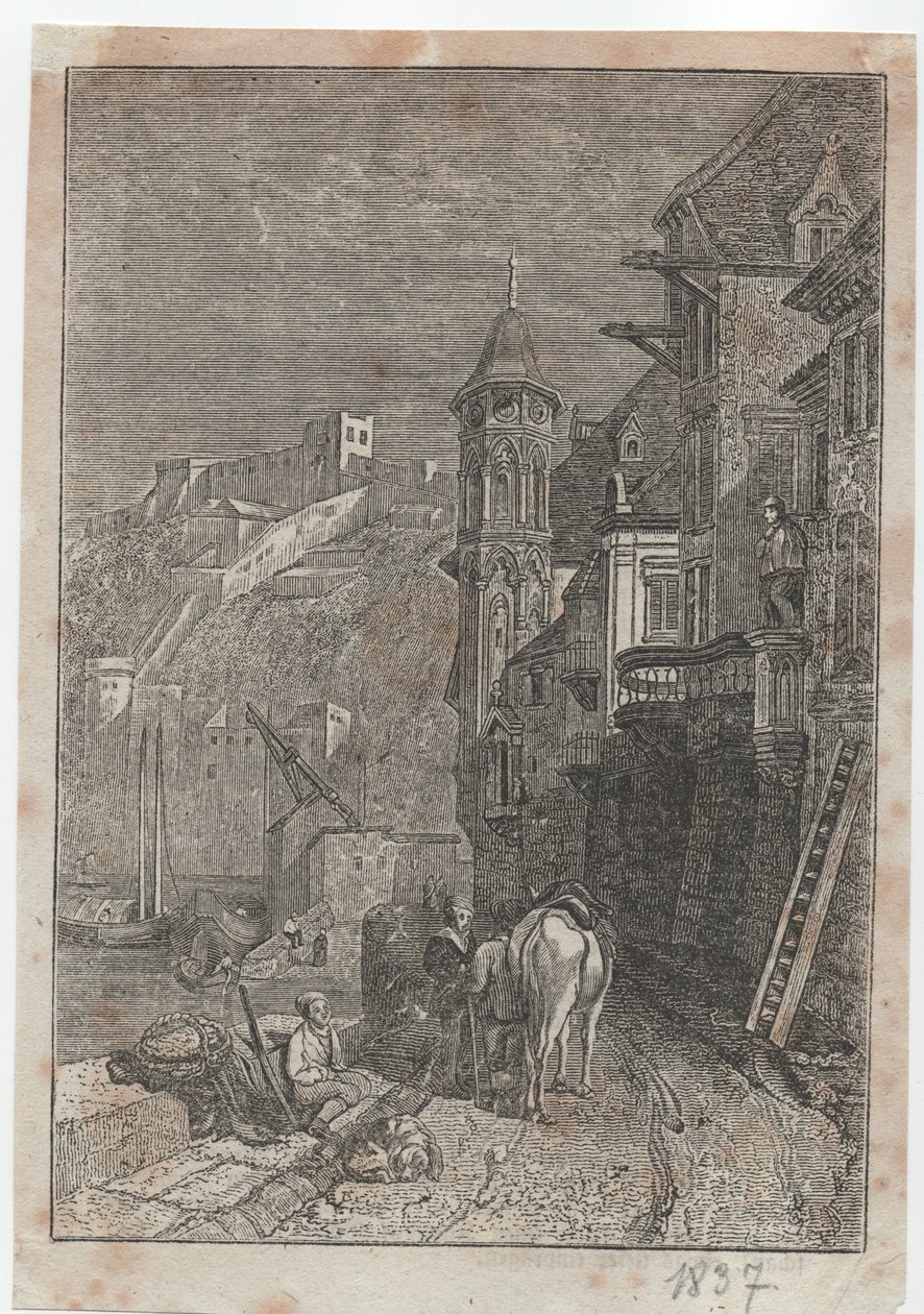 Medieval City Scene by German School