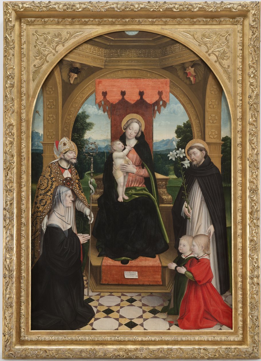 Madonna enthroned with the Child between Saints Abbondio and Dominic, the commissioner Ludovica Buronzo and her sons Peter and Jerome by Gerolamo Giovenone
