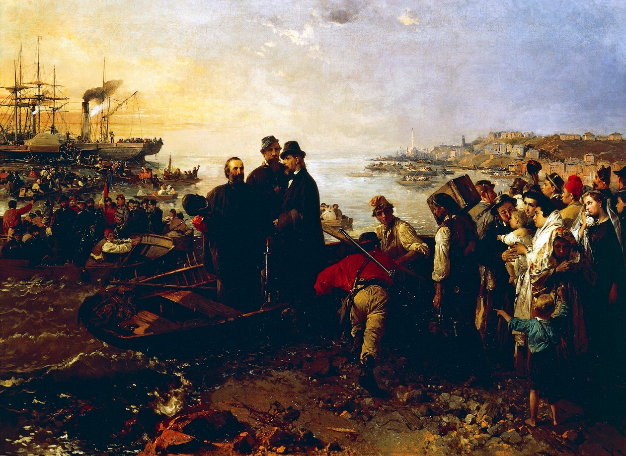 Boarding of the Thousand at Quarto, circa 1860 by Gerolamo Induno