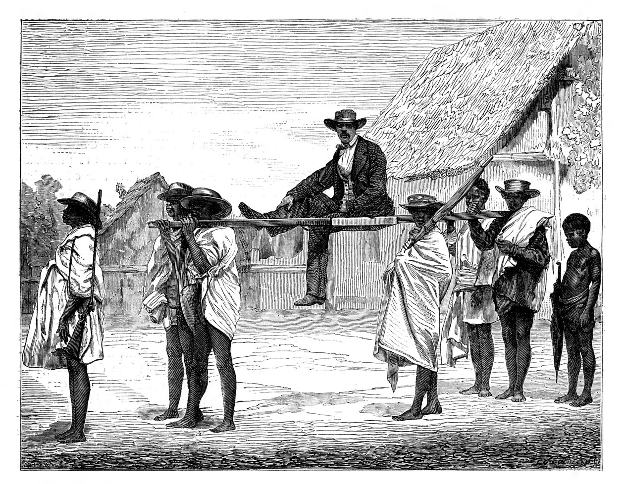 African Natives Carrying a White Man, Africa by Gerome Staal
