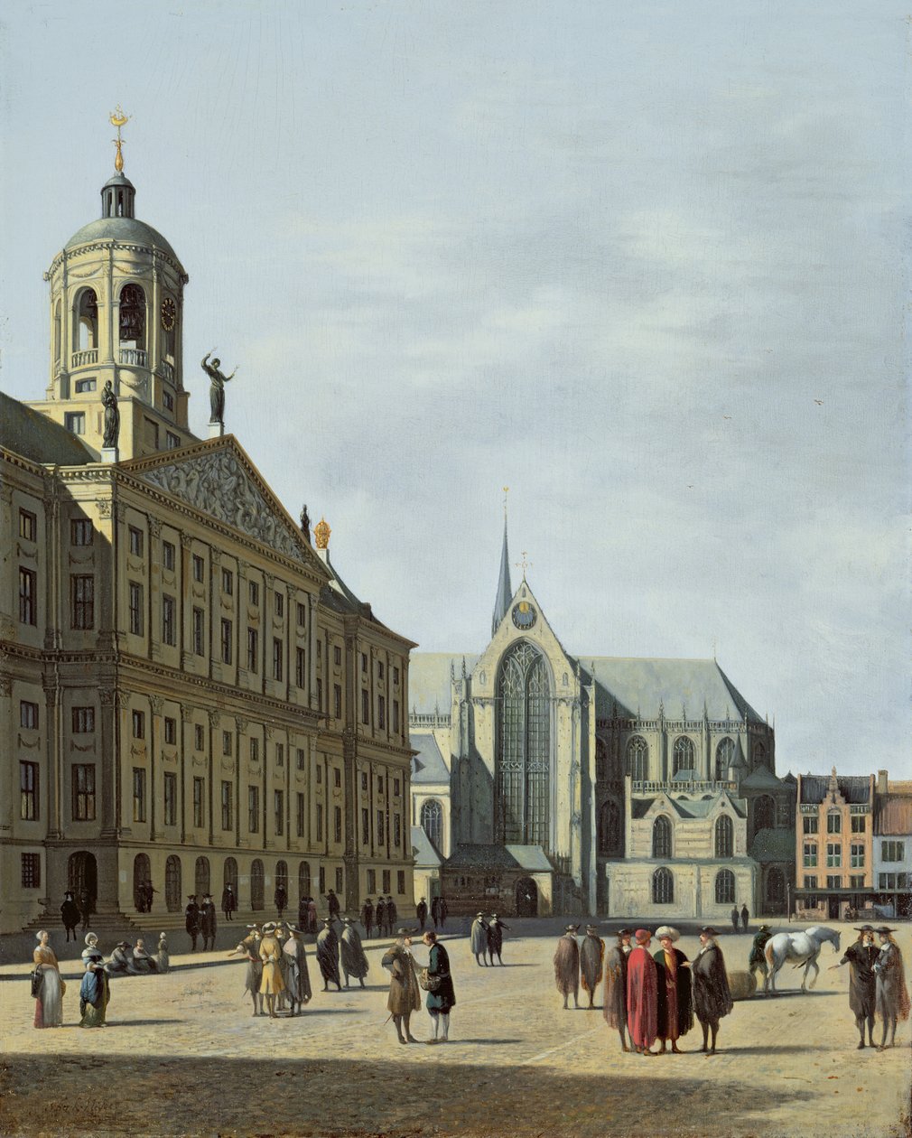 View in Amsterdam, with the Facade of the Stadhuis and the Nieuwe Kerk by Gerrit Adriaensz Berckheyde