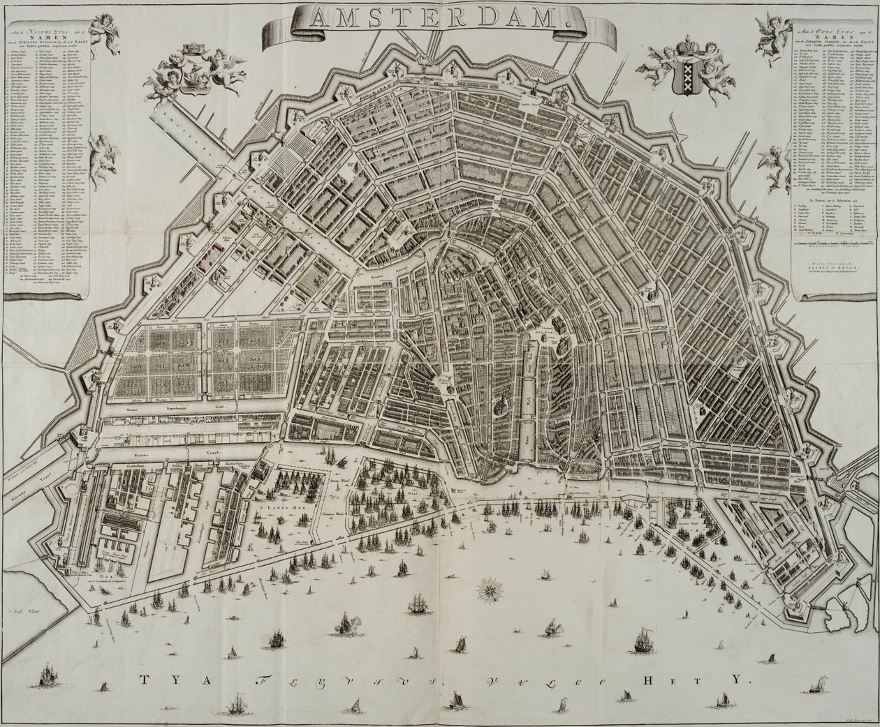 1737 Map of Amsterdam by Gerrit de Broen by Gerrit de Broen