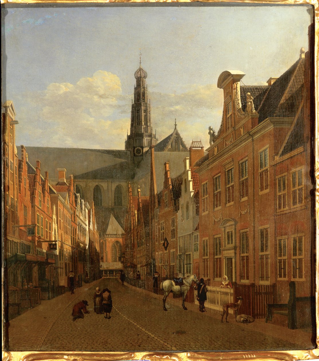Street in Haarlem with St. Bavon Church in the Background by Gerrit Adriaensz Berckheyde