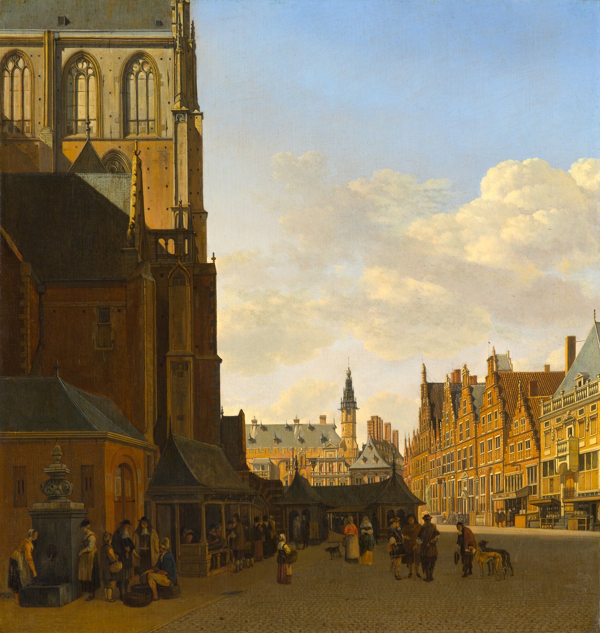 The Fish Market and the Grote Kerk at Haarlem by Gerrit Adriaensz Berckheyde