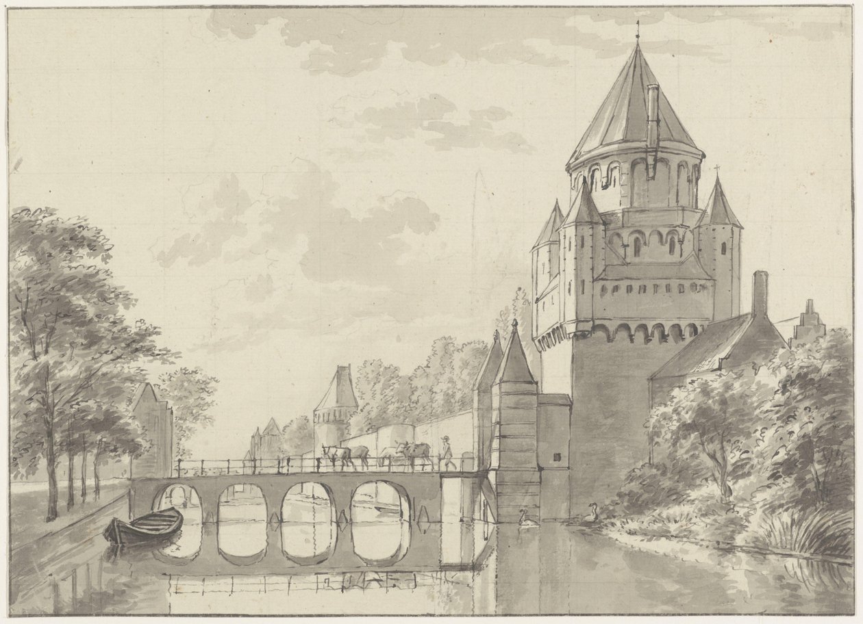 View of the Kleine Houtpoort, Haarlem by Gerrit Adriaenszoon Berckheyde
