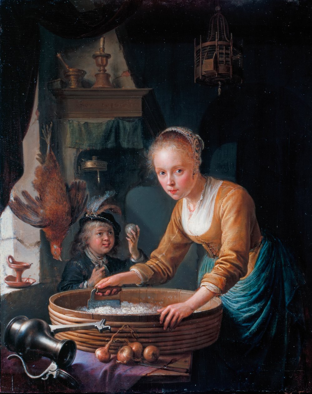 Girl Chopping Onions by Gerrit Dou