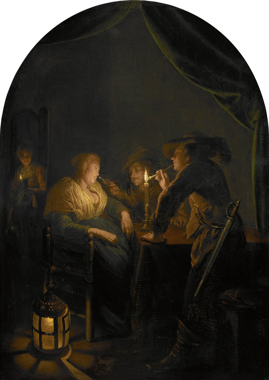 Sleeping Woman Teased by Two Soldiers by Gerrit Dou
