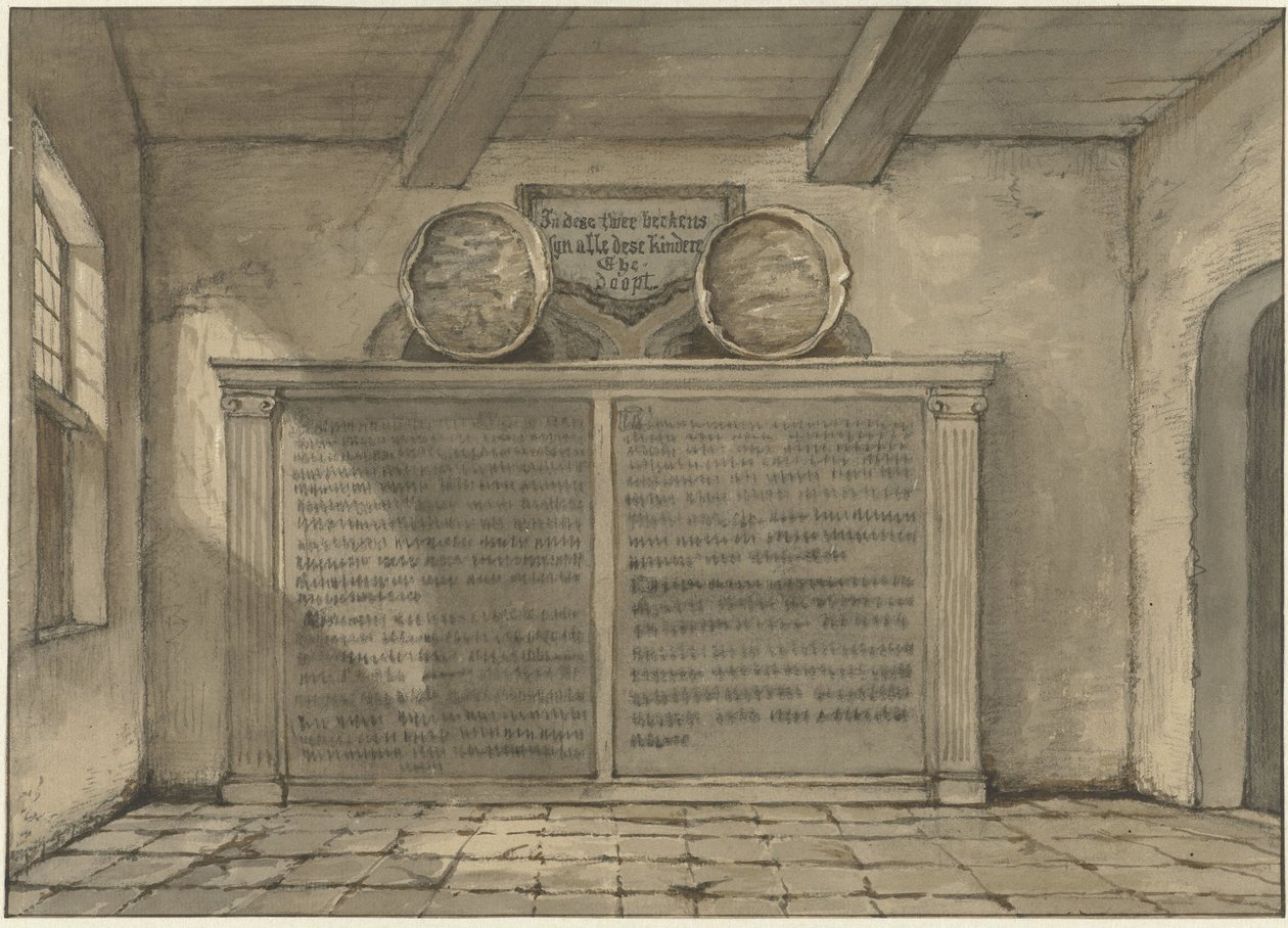 Two Copper Basins in the Church at Loosduinen by Gerrit Lamberts