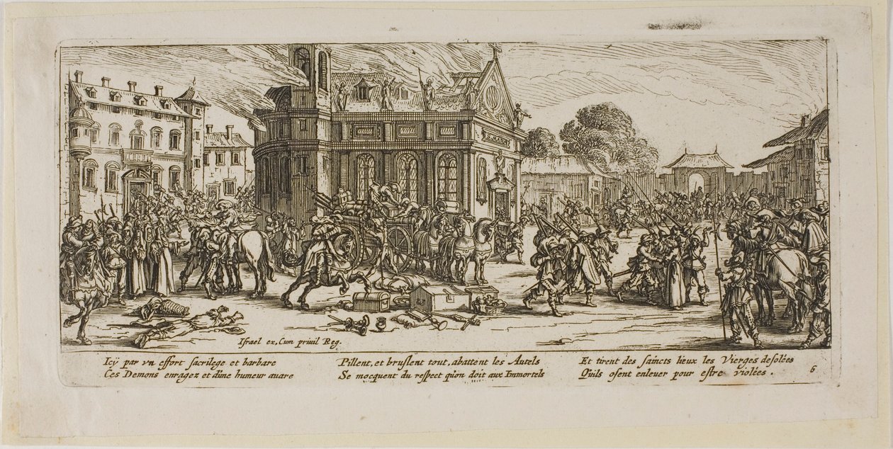 Destruction of a Convent, plate six from The Large Miseries of War by Gerrit Lucasz van Schagen