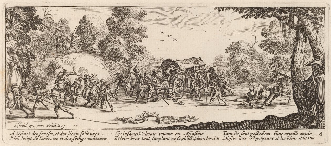 Attack on a Coach by Gerrit van Schagen after Jacques Callot