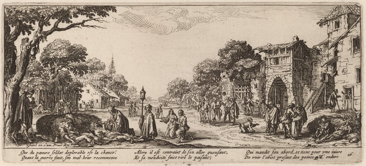 Dying Soldiers by the Roadside by Gerrit van Schagen after Jacques Callot