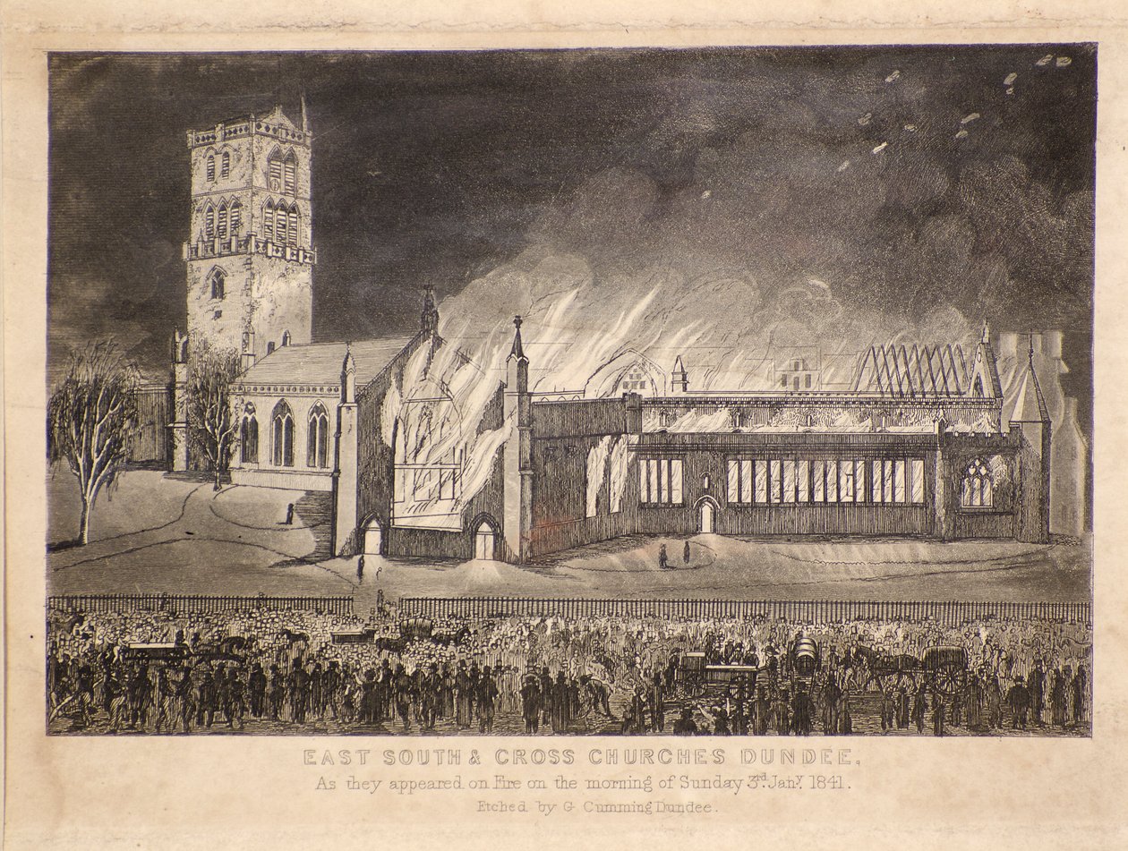 East, South & Cross Churches, Dundee, as They Appeared on Fire on Sunday 3rd of Jan 1841 by Gershom Gourlay Cumming
