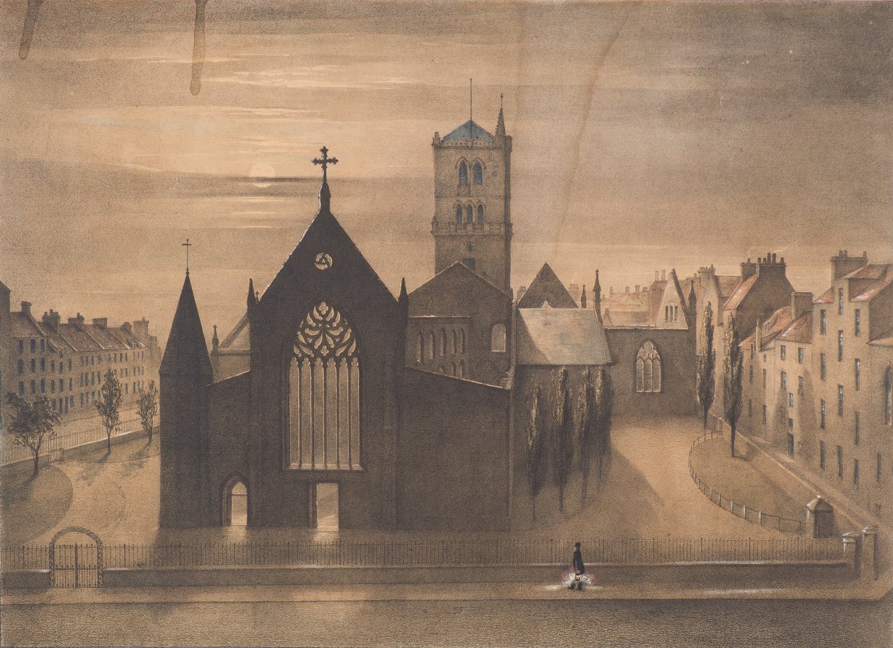 Moonlight View of East and Cross Churches, Dundee as They Appeared After the Conflagration of 3rd Jan, c.1841 by Gershom Gourlay Cumming