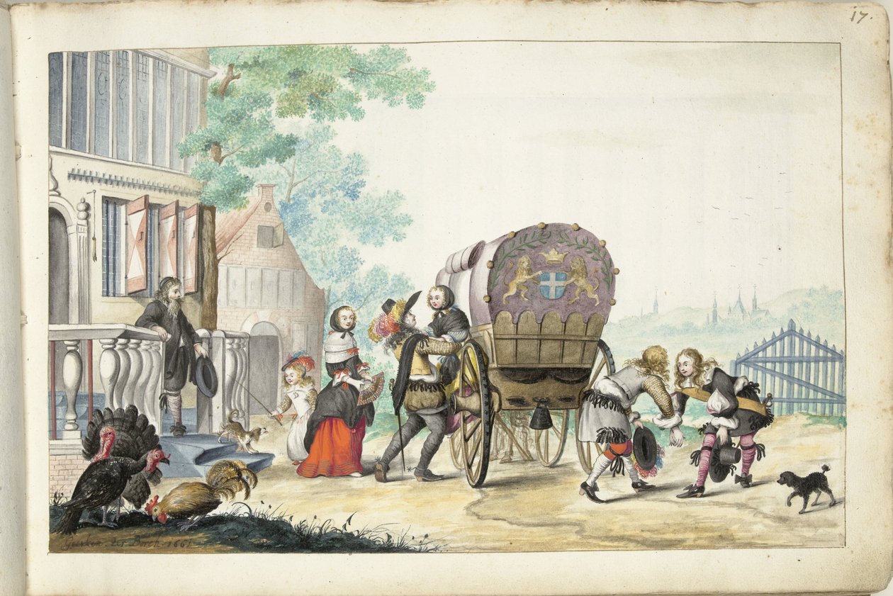 Arrival at a Country House by Gesina ter Borch (signed by artist)