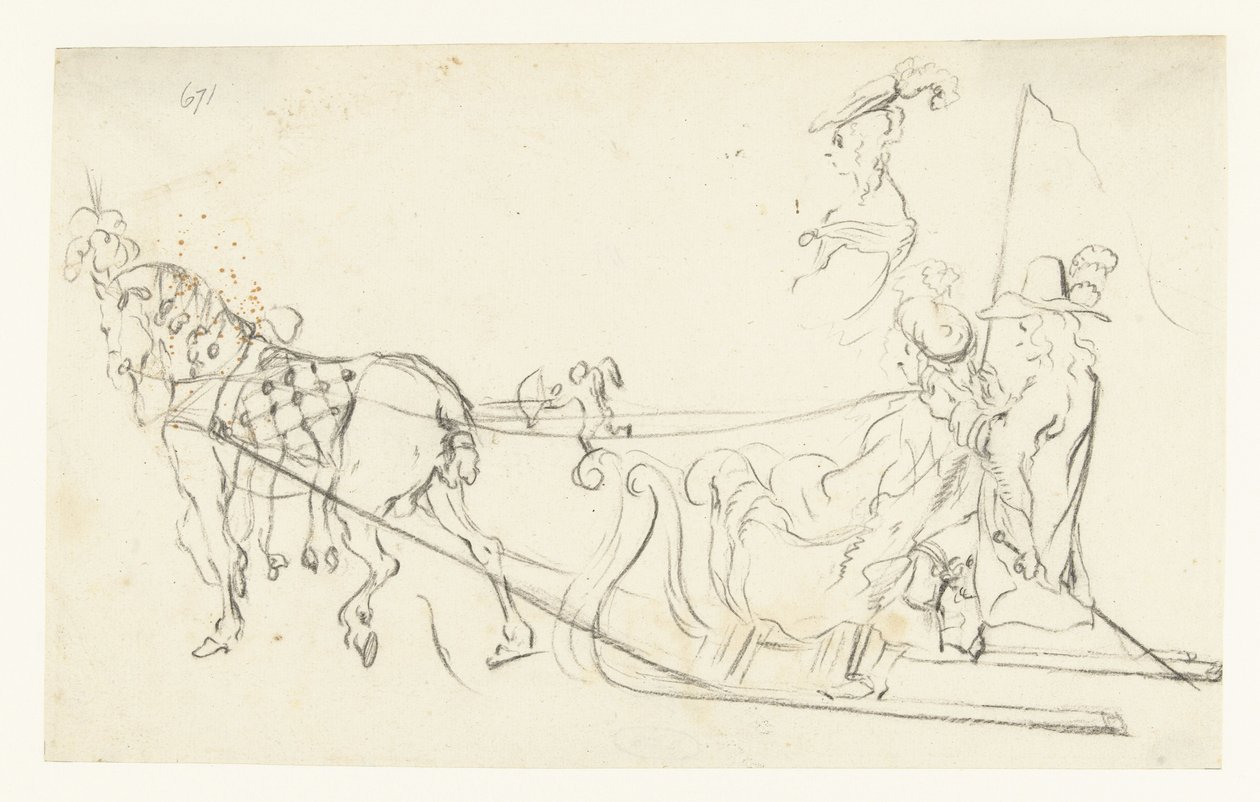 Couple in a Horse-Drawn Sleigh by Gesina ter Borch