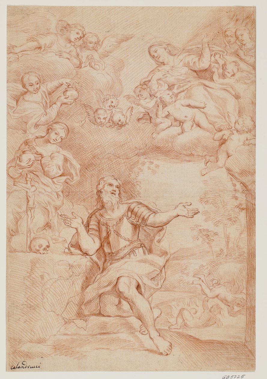 The Madonna and Two Women (the Three Marys) Appearing in a Vision to St William of Aquitaine by Giacinto Calandrucci