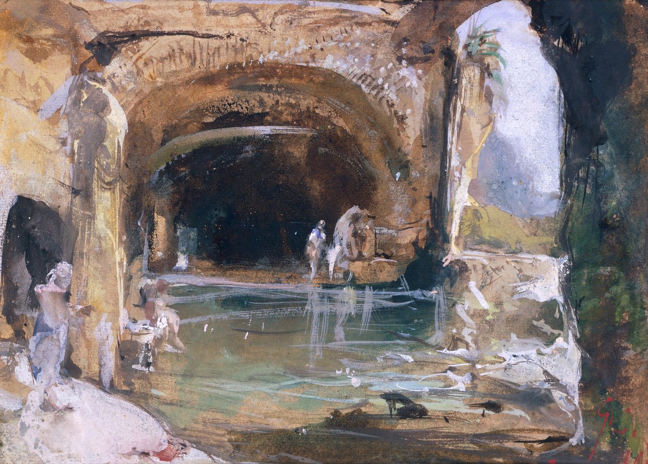 Bathers Inside the Cave, Naples by Giacinto Gigante