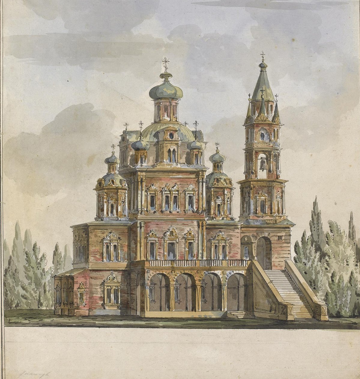 Project for the Church of the Dormition of the Theotokos at the Pokrovka Street in Moscow by Giacomo Antonio Domenico Quarenghi