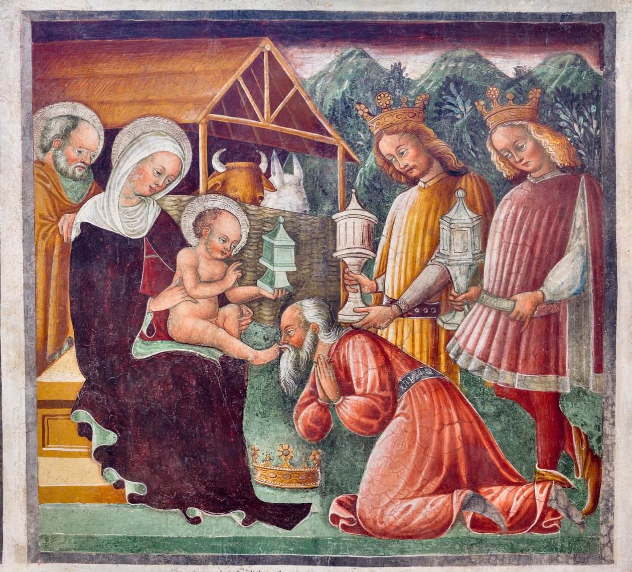 Adoration of the Magi (detail) by Giacomo Borlone de Buschis