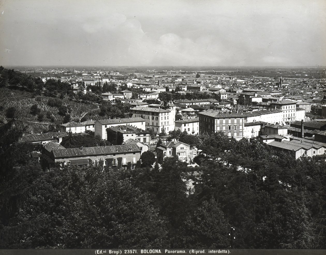 Panorama of Bologna with Some Factories and a Hill by Giacomo Brogi