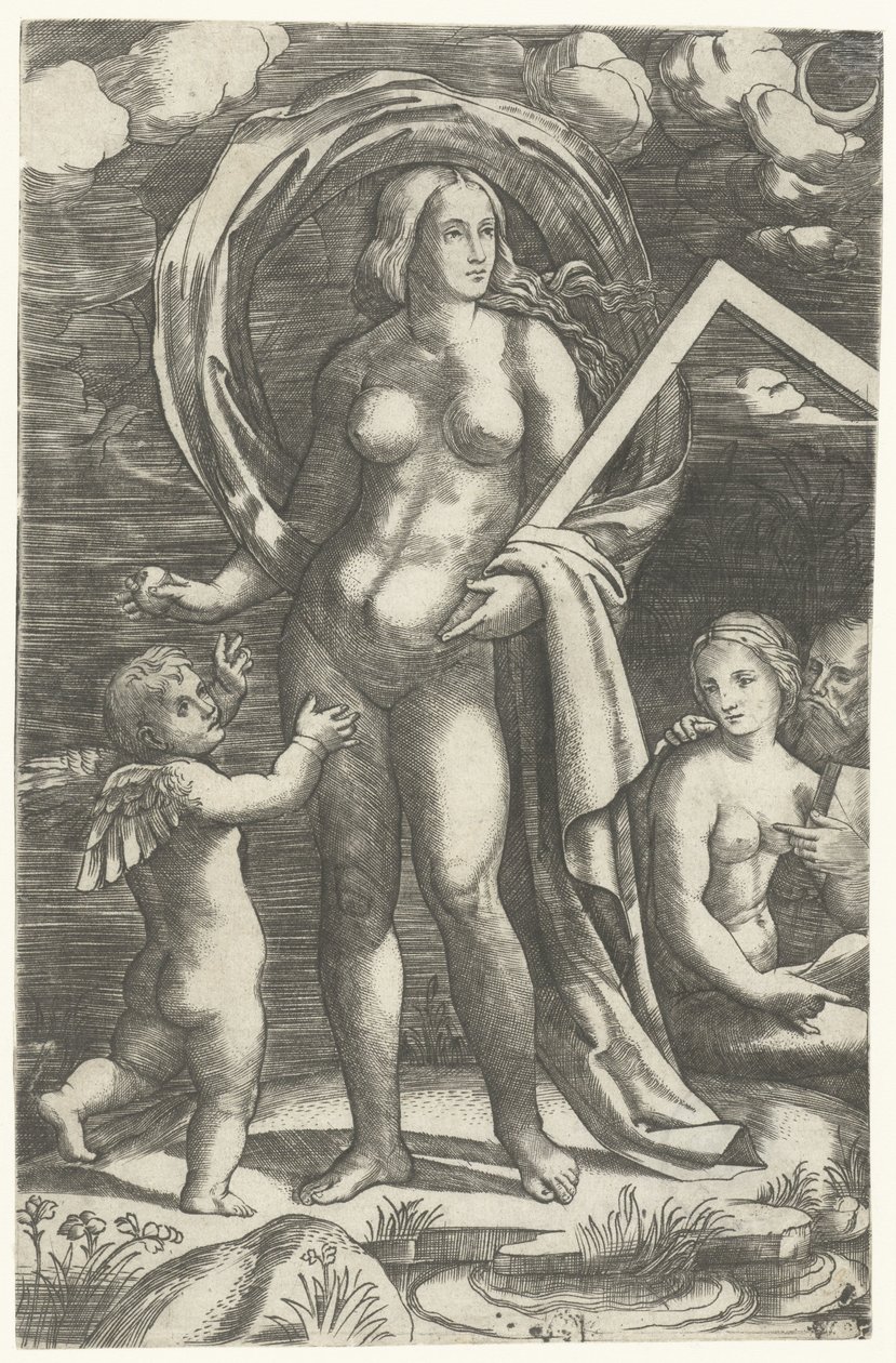 Venus with Compass and Cupid and Lovers by Giacomo Francia