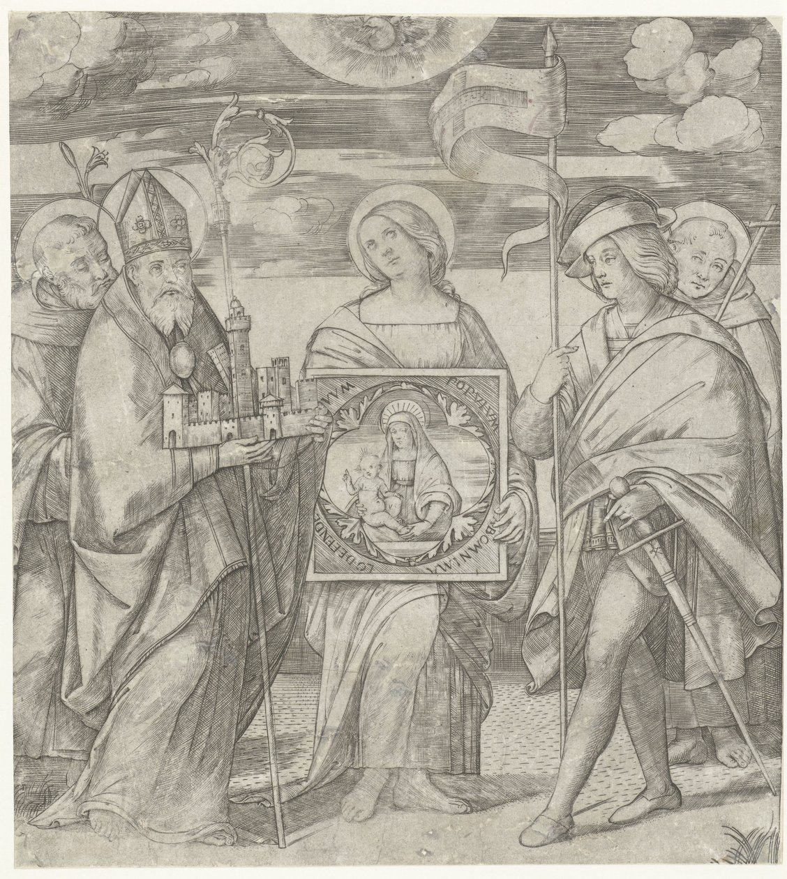Five Patron Saints of Bologna with Image of Mary by Giacomo Francia