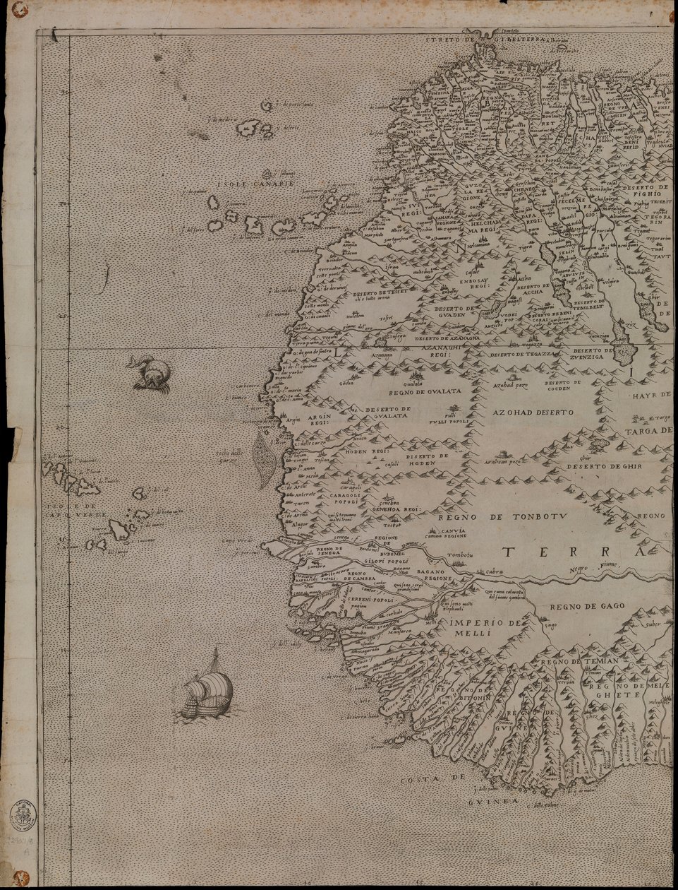 Map of Africa by Giacomo Gastaldi