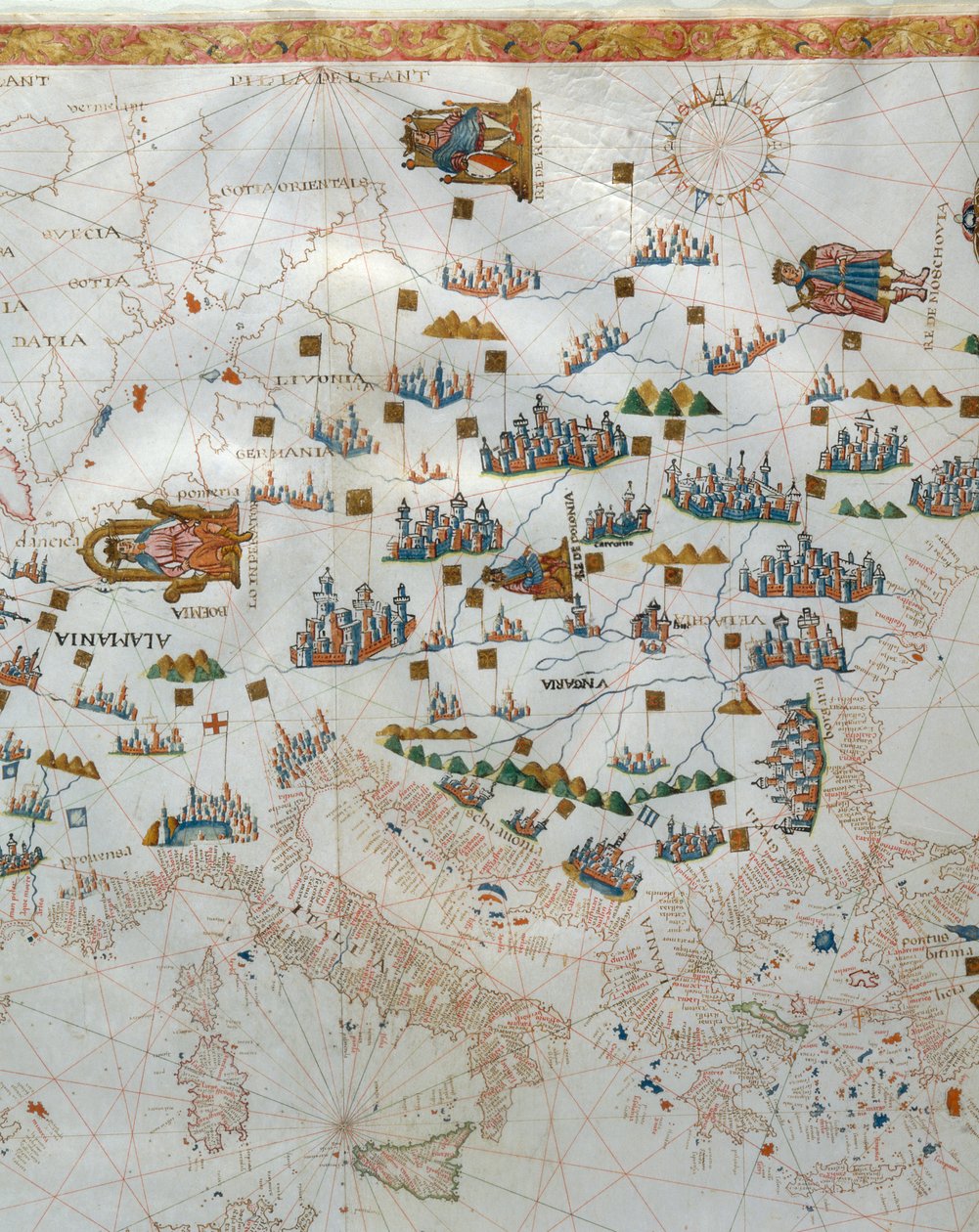 A Nautical Map, detail of Western Europe, 1564 by Giacomo Maggiolo
