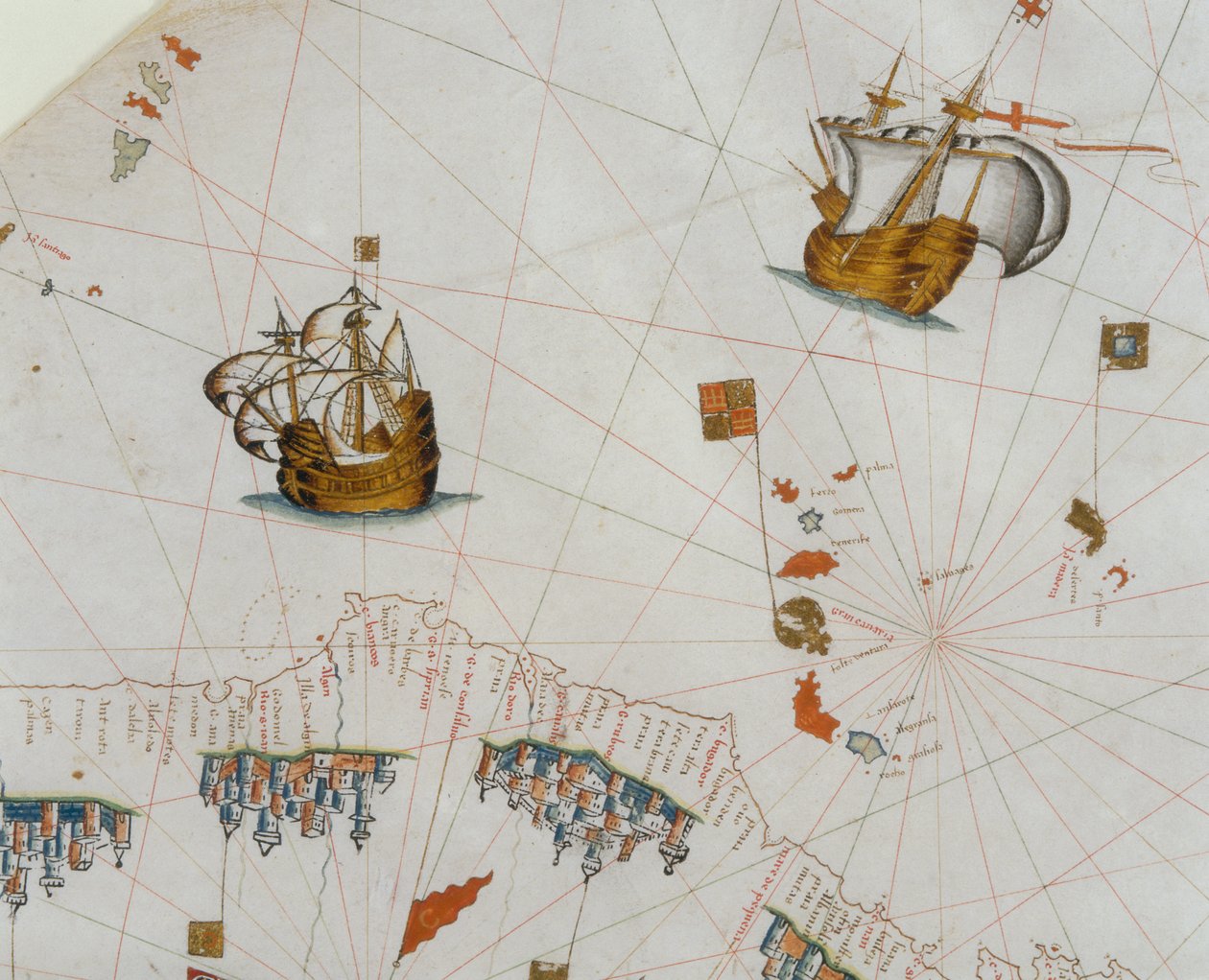 A Nautical Map, detail of the Canary Islands, 1564 by Giacomo Maggiolo