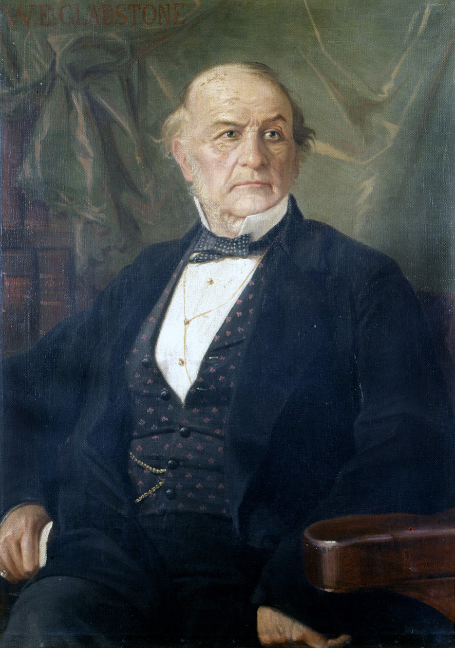 Portrait of William Ewart Gladstone. British politician (1809 to 1898). Painting by Mantegazza. Milano Museo del Risorgimento by Giacomo Mantegazza