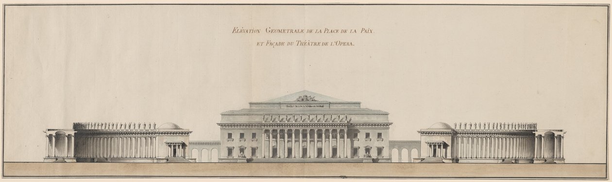 Geometrical Elevation of the Peace Plaza and Façade of the Opera House by Giacomo Quarenghi
