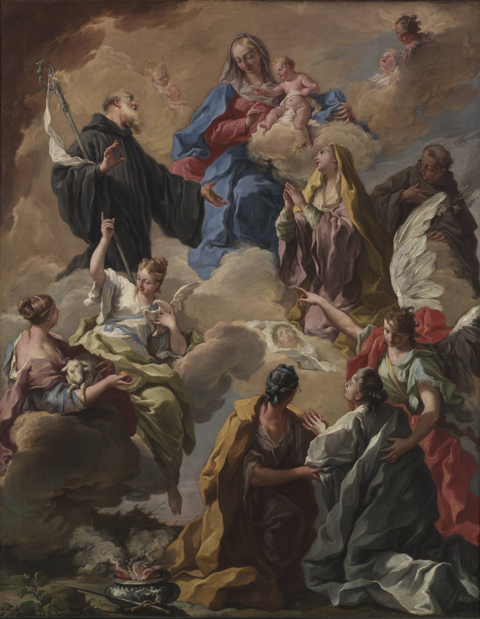 Saints Presenting a Devout Woman to the Virgin and Child by Giambattista Pittoni