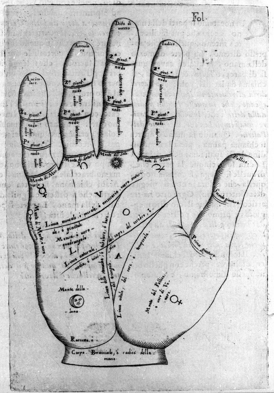 Chiromancy and divinatory prediction representation of the different